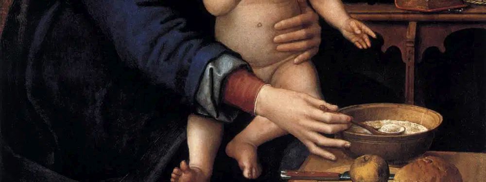 Particolare del dipinto La Madonna 
                           della pappa di Gerard David